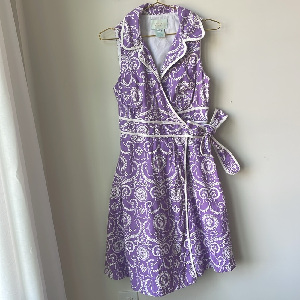 Lesley Evers Margaret Cotton Purple Paisley Wrap Mini Dress